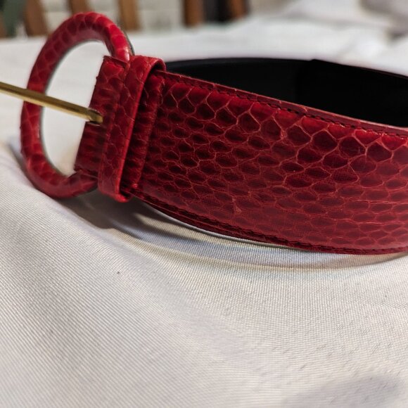 Genuine Red Snakeskin Leather Belt